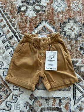 ZARA Kids Button-Front Shorts in Tan Size 4 years NWT